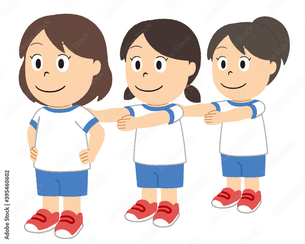 前ならえをして整列する女の子のイラスト Stock Illustration Adobe Stock