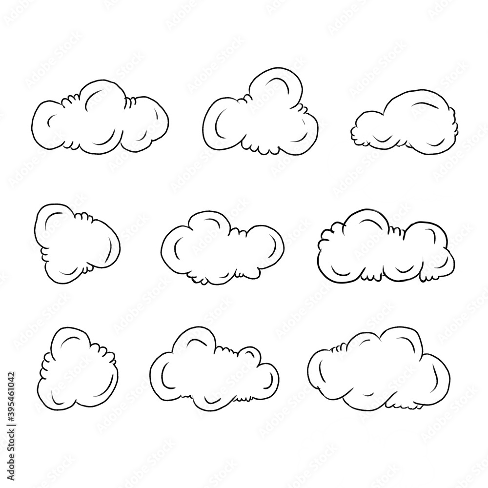 doodle cloud of hand drawn isolated on white background doodle cloud of hand drawn isolated on white background
