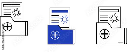 report icon in different style vector illustration. The theme of the corona virus two color and black report vector icons designed with the style of the fill, outline, line and stroke can be used for 