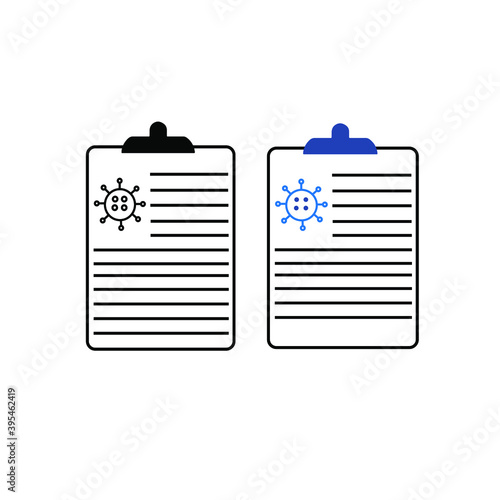 report icon in different style vector illustration. The theme of the corona virus two color and black report vector icons designed with the style of the fill, outline, line and stroke can be used for 