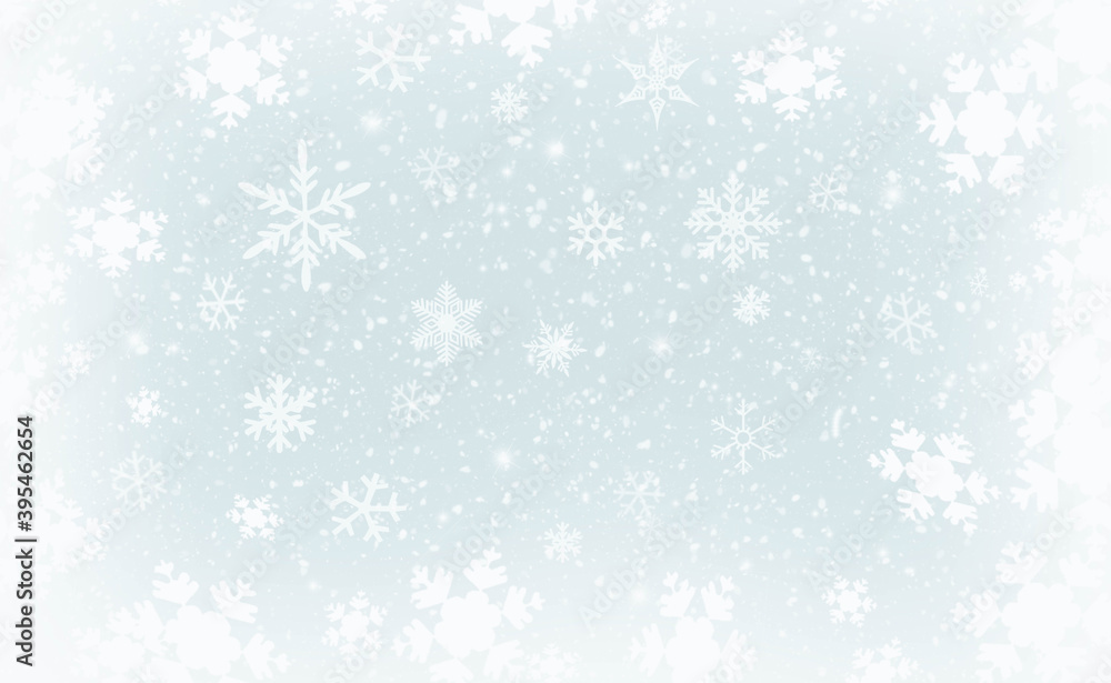 Abstract winter background with falling snowflakes.Christmas Background