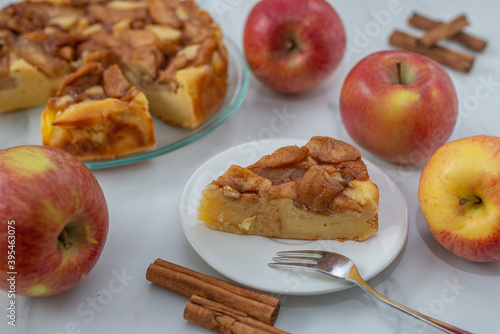 Fresh baked apple cake or pie, filled with sweet apples