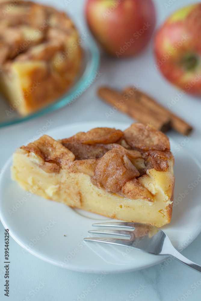 Fresh baked apple cake or pie, filled with sweet apples