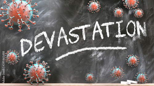 Фотография Devastation and covid virus - pandemic turmoil and Devastation pictured as coron