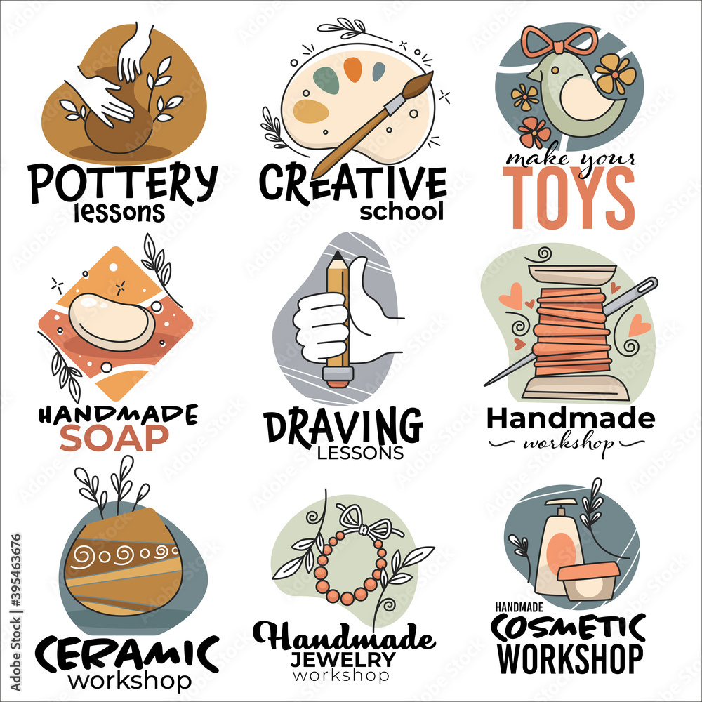 Fototapeta premium Handmade workshops, ceramic and cosmetics label