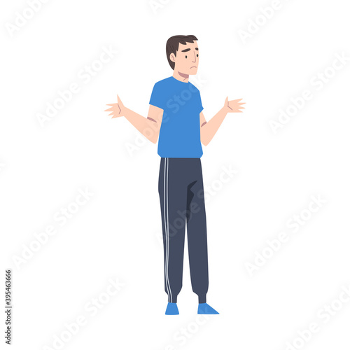 Young Man Showing Rejection and Refusal Gesture with His Hands Vector Illustration