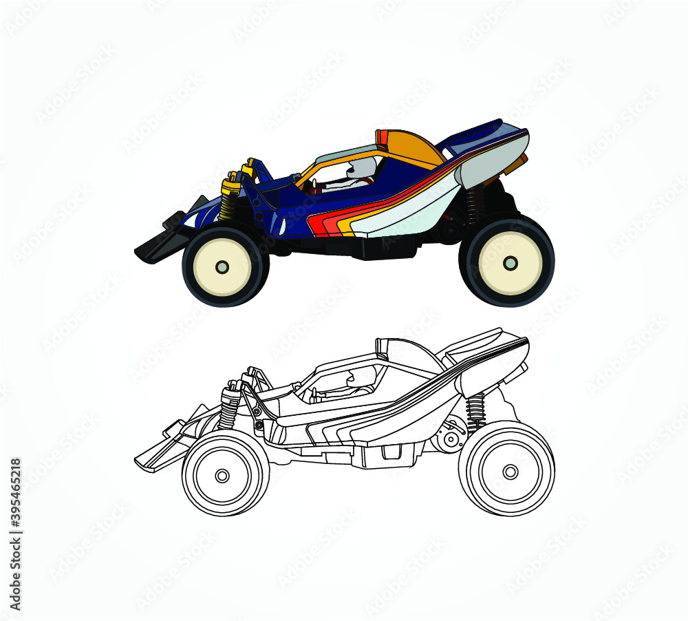 detailed side of a flat car cartoon vector with black stroke option for custom able color for kids drawing book