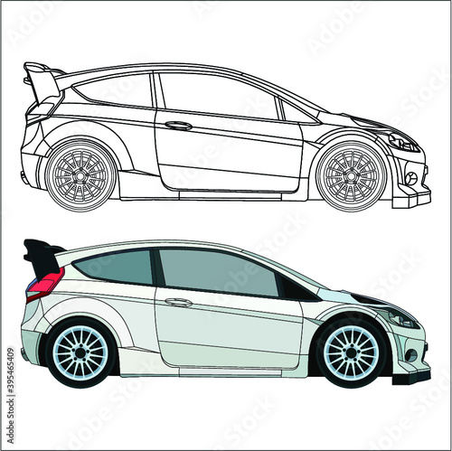 detailed side of a flat car cartoon vector with black stroke option for custom able color for kids drawing book