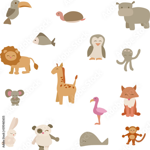 children's clipart with animals - animals in vector-fish svg-set of illustrations for children-print for printing - Forest, Safari, Jungle