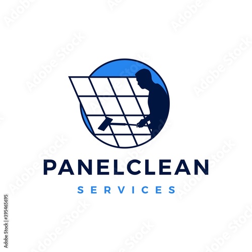 solar panel cleaning service logo vector icon illustration