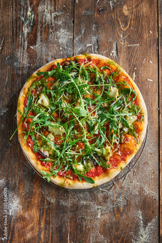 Pizza Caprice with arugula