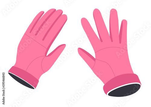 Pink gloves for women, rubber mittens for cleaning