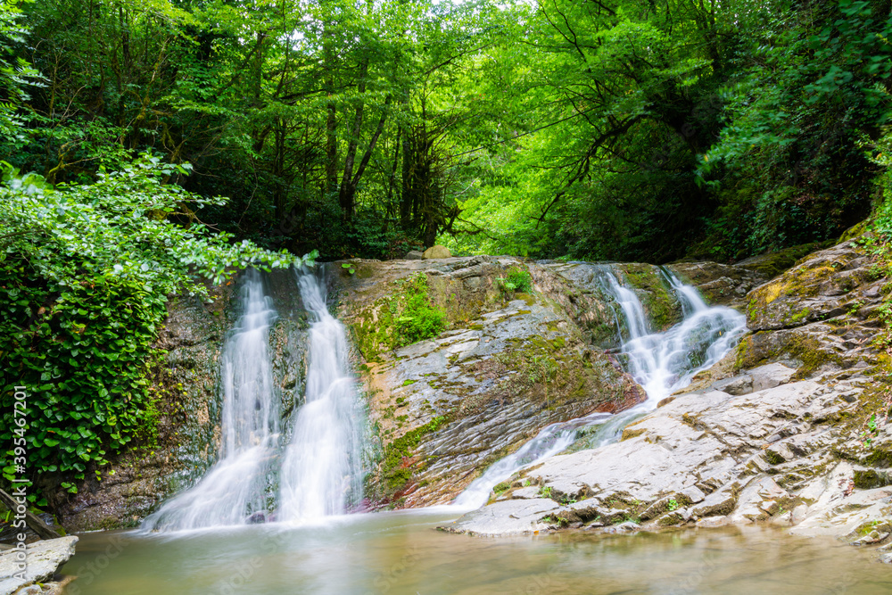 Orekhovsky Waterfall on Bezumenk's river - natural sight in the neighborhood of the city Sochi Orekhovsky Waterfall on Bezumenk's river - natural sight in the neighborhood of the city Sochi