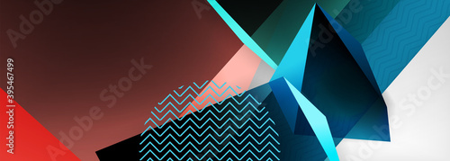 Low poly 3d geometric shapes, minimal abstract background. Vector illustrations for covers, banners, flyers and posters and other