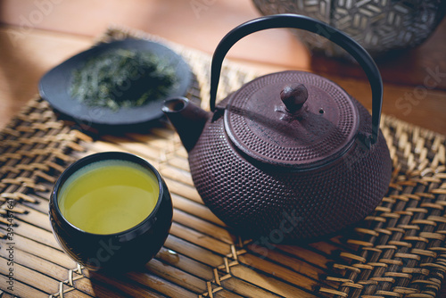 An arrangement with green tea photo