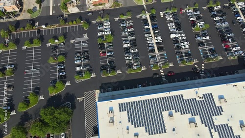 29 SEPTEMBER 2020 Philadelphia PA USA: The road and infrastructure bridge on of parking lot with colorful cars near on shopping center a skyscraper skylines in Philadelphia city downtown of in PA USA photo