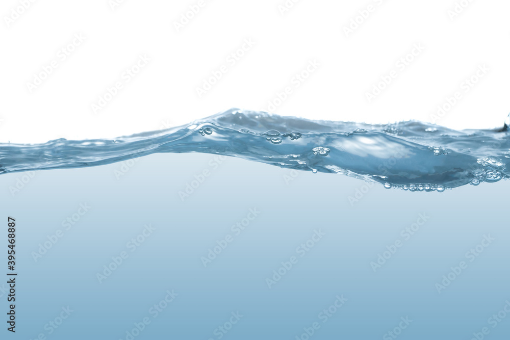 Water splash Aqua flowing in waves and creating bubbles Drops on the water surface feel fresh and clean isolated on white background. Water splash Aqua flowing in waves and creating bubbles Drops on the water surface feel fresh and clean isolated on white background.