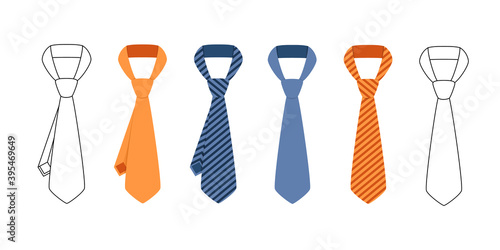 Set of men neckties isolated on white background. Vector illustration