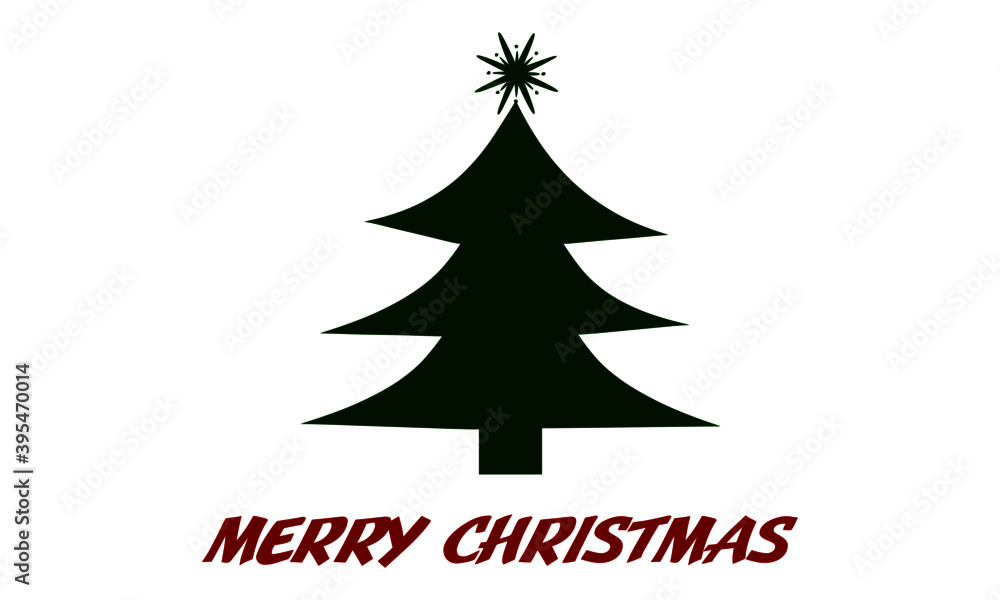 Merry Christmas text design with Christmas Tree