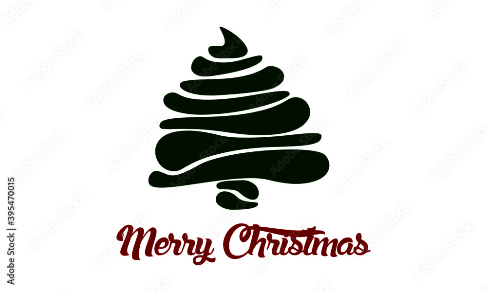 Merry Christmas text design with Christmas Tree Merry Christmas text design with Christmas Tree