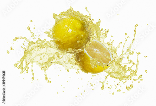 Lemons with a juice splash photo