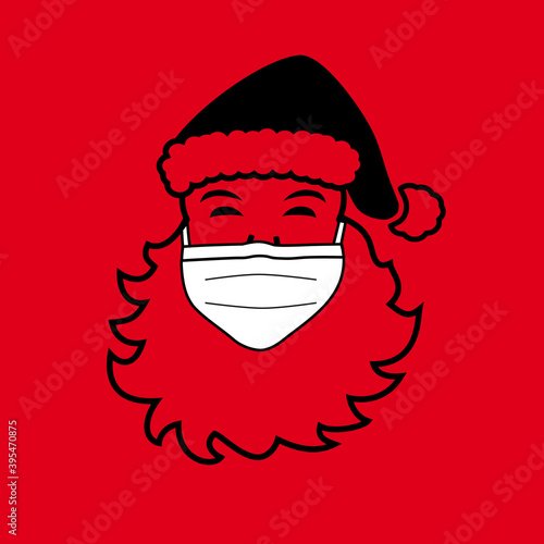 Pictogramme humoristique du père Noël. avec un masque pour se protéger du virus covid-19.