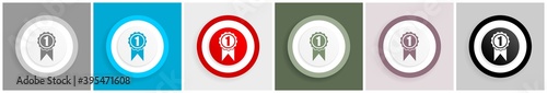 Victory, first, winner icon set, colorful flat design vector illustrations in 6 options for web design and mobile applications