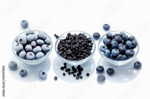 Blueberries, fresh, dried and frozen photo