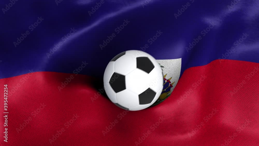 Seamless looping 3d animated flag of Haiti with a soccer balls Seamless looping 3d animated flag of Haiti with a soccer balls