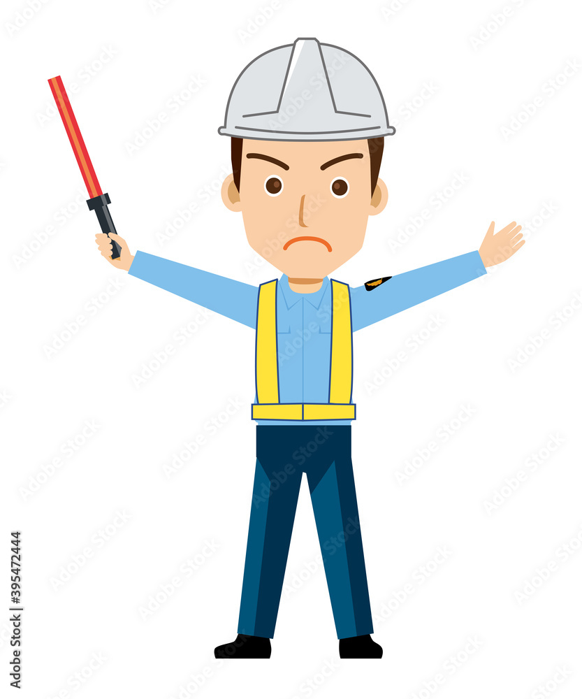 働く人 男性交通誘導員ガードマン警備員のイラスト静止停止ポーズ制服安全反射ベスト Stock Vector Adobe Stock 働く人 男性交通誘導員ガードマン警備員のイラスト静止停止ポーズ制服安全反射ベスト Stock Vector Adobe Stock