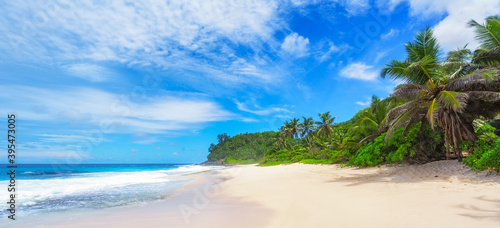 beautiful paradise beach,white sand,turquoise water,palms, seychelles © Christian B.