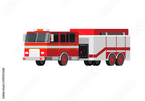 Fire truck car vector icon. Cartoon style