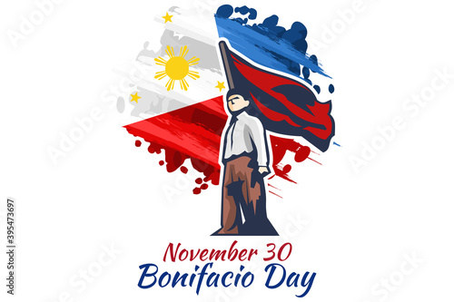 November 30, Happy Bonifacio Day vector illustration. Suitable for greeting card, poster and banner.
