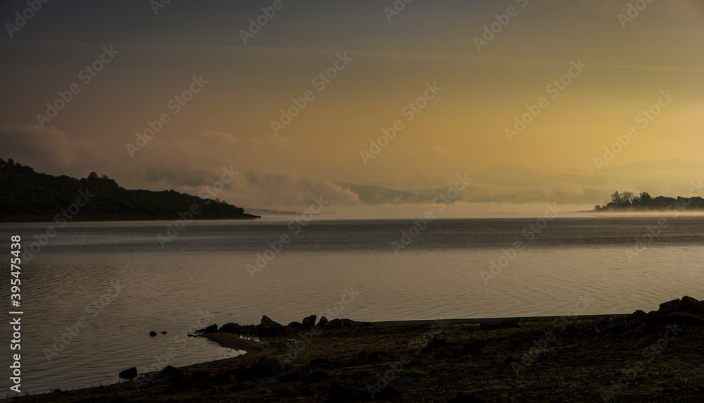 A peaceful sunrise on a Cantabrian lake A peaceful sunrise on a Cantabrian lake