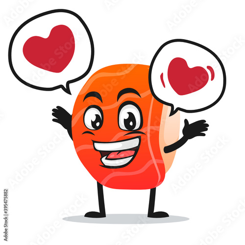 vector illustration of sushi mascot or character says with love in bubble speech