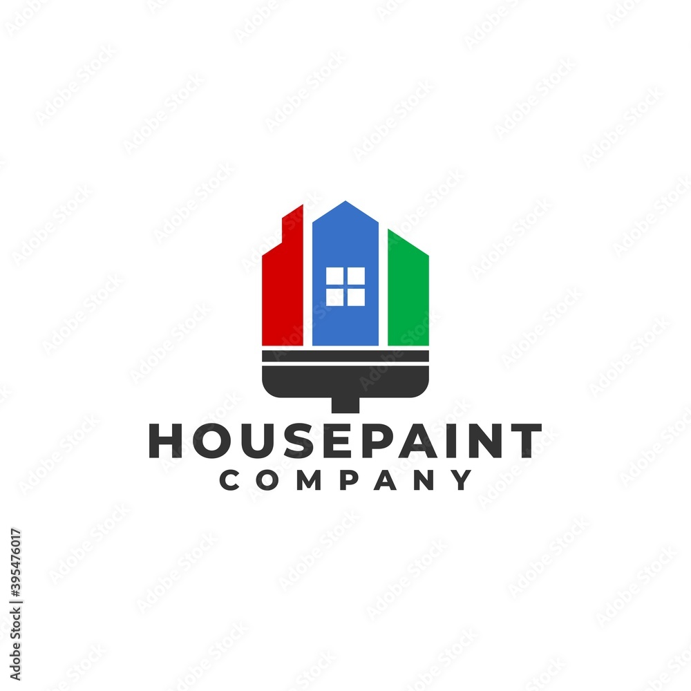 Fototapeta premium combination of house and painting brush. home logo.