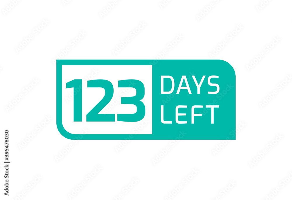 123 Days Left banner on white background, 123 Days Left to Go 123 Days Left banner on white background, 123 Days Left to Go