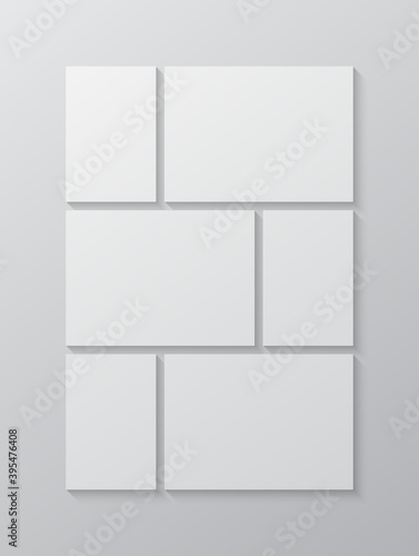 Vector template collage six frames, images photo