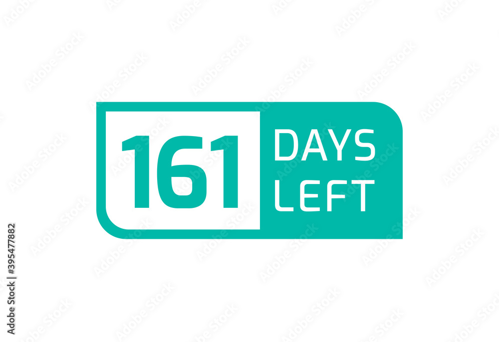 161 Days Left banner on white background, 161 Days Left to Go 161 Days Left banner on white background, 161 Days Left to Go