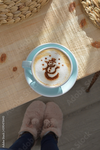 Latte artcoffee in a cup photo