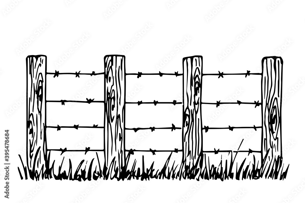 Barbed wire fence 2025 drawing