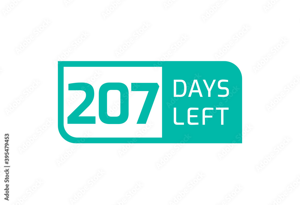 207 Days Left banner on white background, 207 Days Left to Go 207 Days Left banner on white background, 207 Days Left to Go
