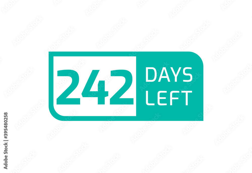 242 Days Left banner on white background, 242 Days Left to Go 242 Days Left banner on white background, 242 Days Left to Go