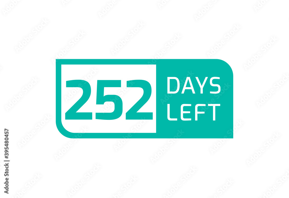252 Days Left banner on white background, 252 Days Left to Go 252 Days Left banner on white background, 252 Days Left to Go