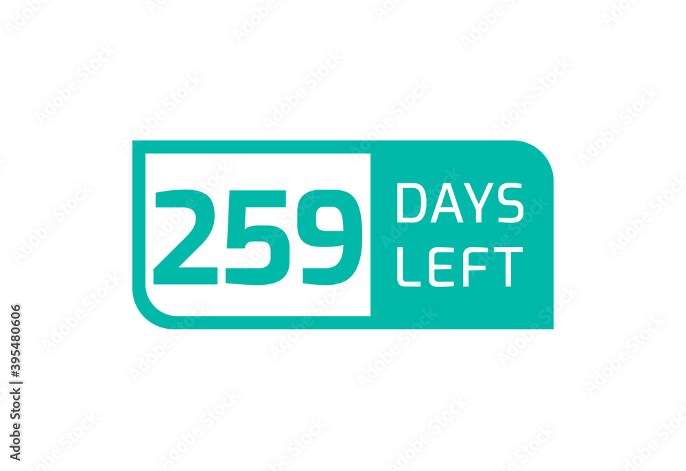 259 Days Left banner on white background, 259 Days Left to Go 259 Days Left banner on white background, 259 Days Left to Go