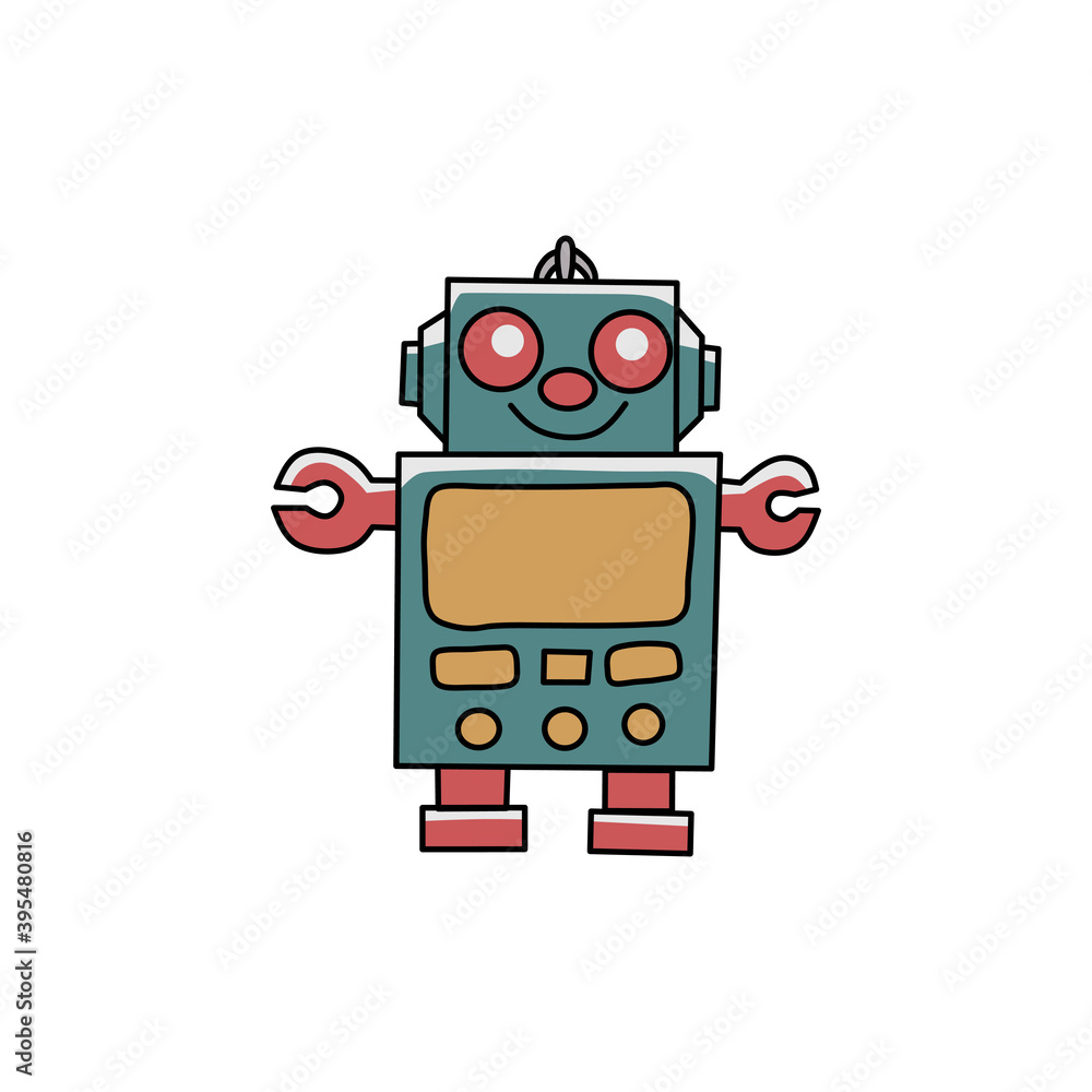 Fototapeta premium cute mechanical robot mascot logo vector graphic illustration