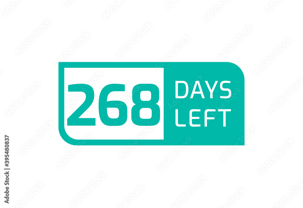 268 Days Left banner on white background, 268 Days Left to Go 268 Days Left banner on white background, 268 Days Left to Go