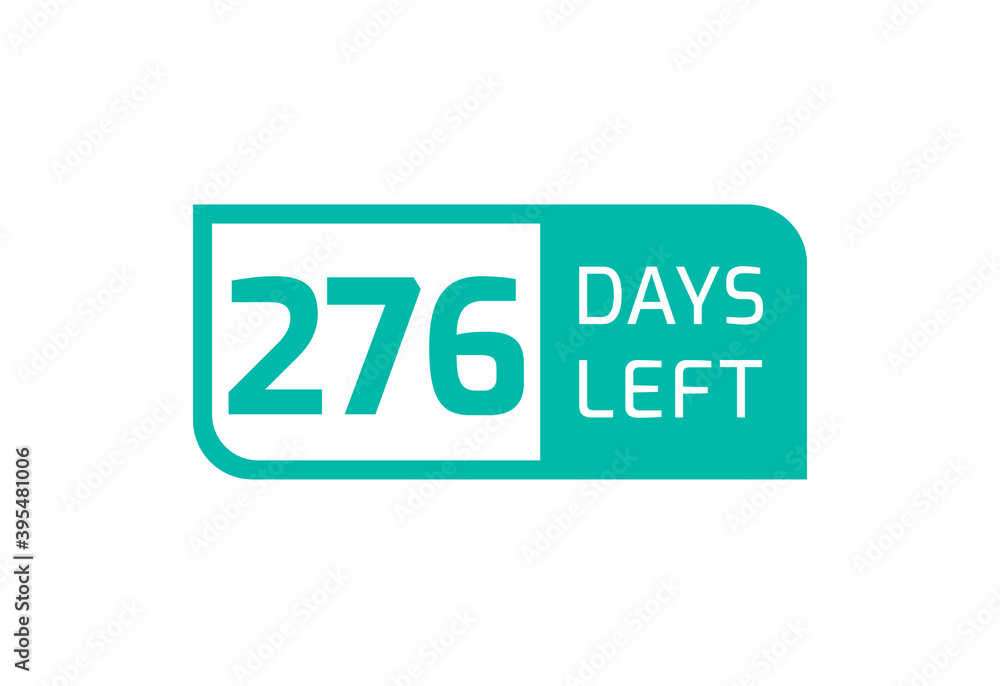 276 Days Left banner on white background, 276 Days Left to Go 276 Days Left banner on white background, 276 Days Left to Go