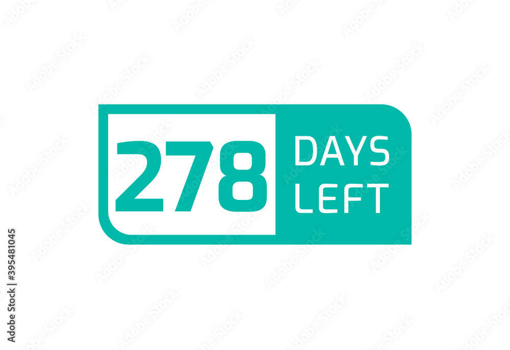 278 Days Left banner on white background, 278 Days Left to Go 278 Days Left banner on white background, 278 Days Left to Go