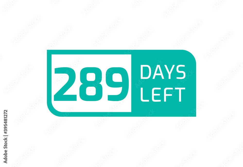 289 Days Left banner on white background, 289 Days Left to Go